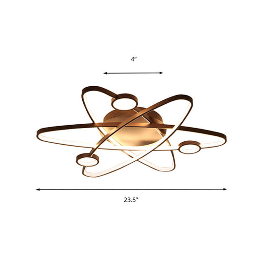 Modern Oval Flush Ceiling Lamp with LED Acrylic White/Coffee Finish in Warm Light - 23.5"/31.5"/39" Wide