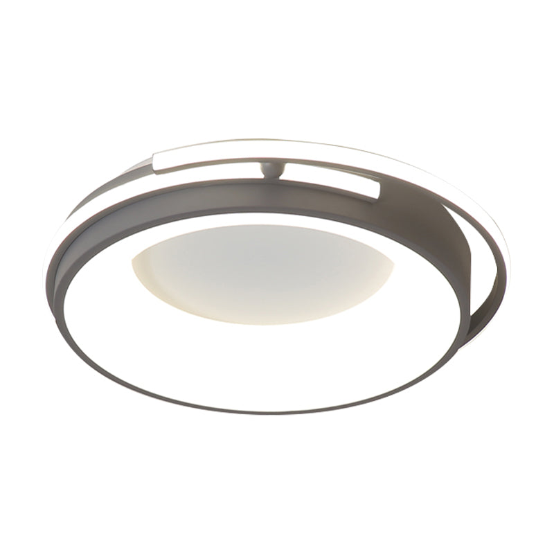 Contemporary LED Flush Mount Light for Living Room - Round Acrylic Shade, Black/Grey Finish, Warm/White/Neutral Lighting, 12.5"/16"/21.5" Wide