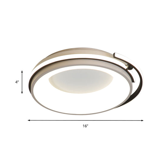 Contemporary LED Flush Mount Light for Living Room - Round Acrylic Shade, Black/Grey Finish, Warm/White/Neutral Lighting, 12.5"/16"/21.5" Wide