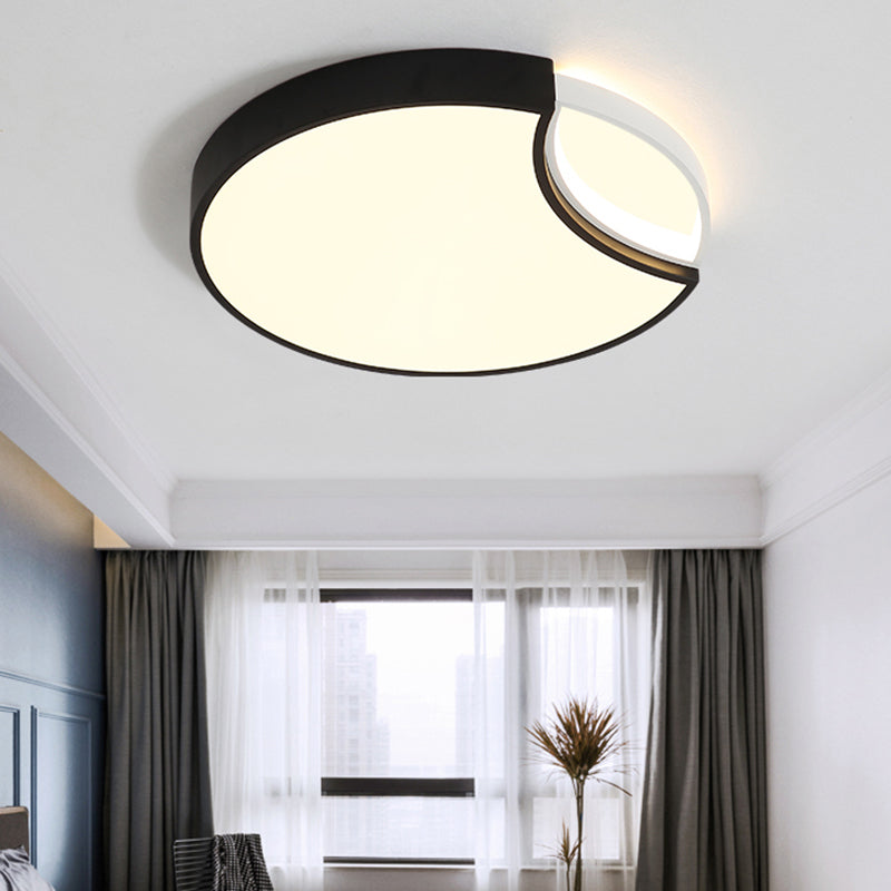 Contemporary Acrylic LED Circle Flush Mount Ceiling Light in Black - Warm, White, Neutral - 16"/19.5" Wide for Bedroom