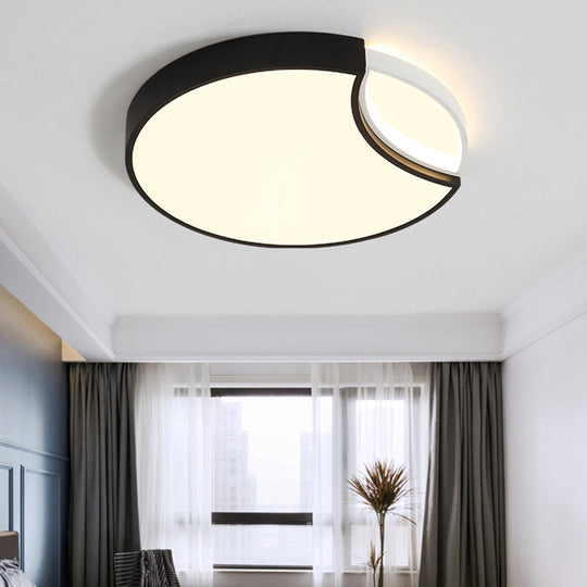 Contemporary Acrylic LED Circle Flush Mount Ceiling Light in Black - Warm, White, Neutral - 16"/19.5" Wide for Bedroom