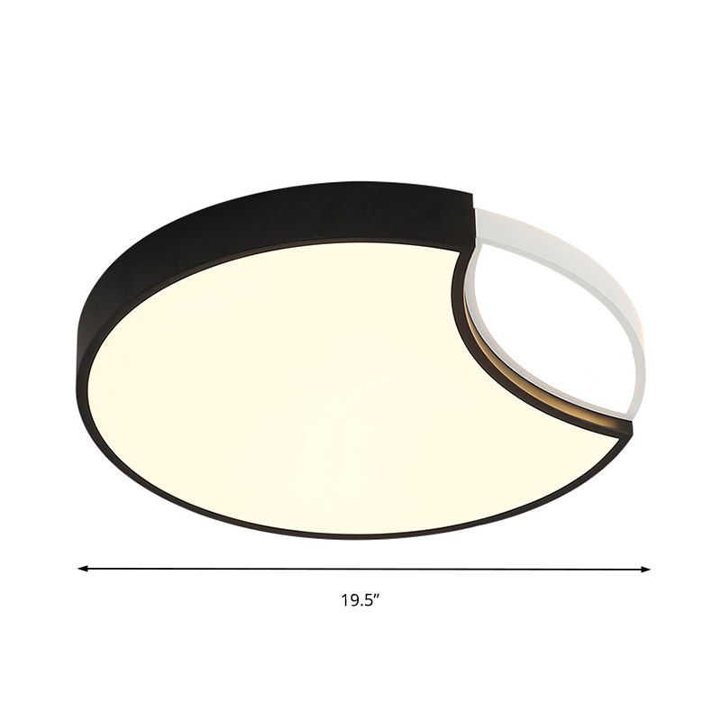 Contemporary Acrylic LED Circle Flush Mount Ceiling Light in Black - Warm, White, Neutral - 16"/19.5" Wide for Bedroom