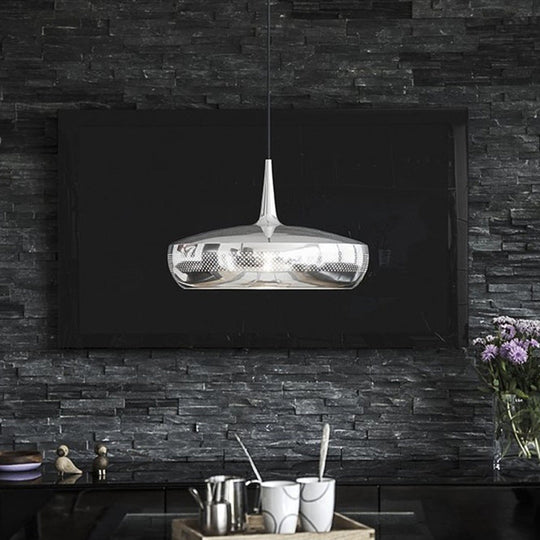 Modern Led Pendant Light: Stylish Round Design For Dining Room Suspended Lighting Silver / White