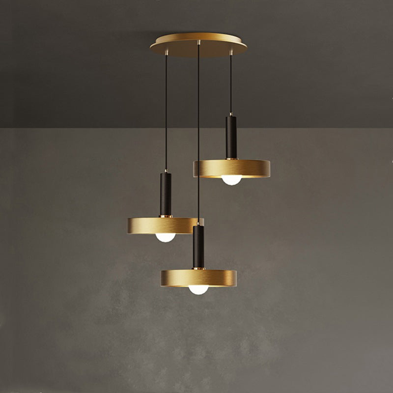 Gold Metallic Lid Shaped Pendant Light Fixture for Dining Room - Post-Modern Suspension Lighting