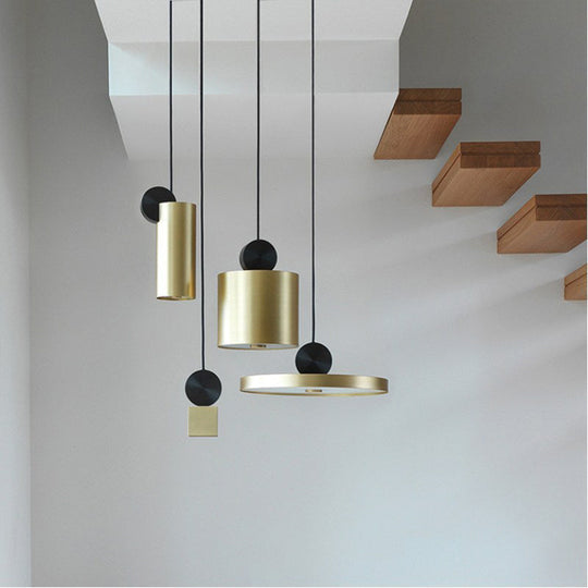 Simplicity Gold Geometric Led Ceiling Light For Dining Room