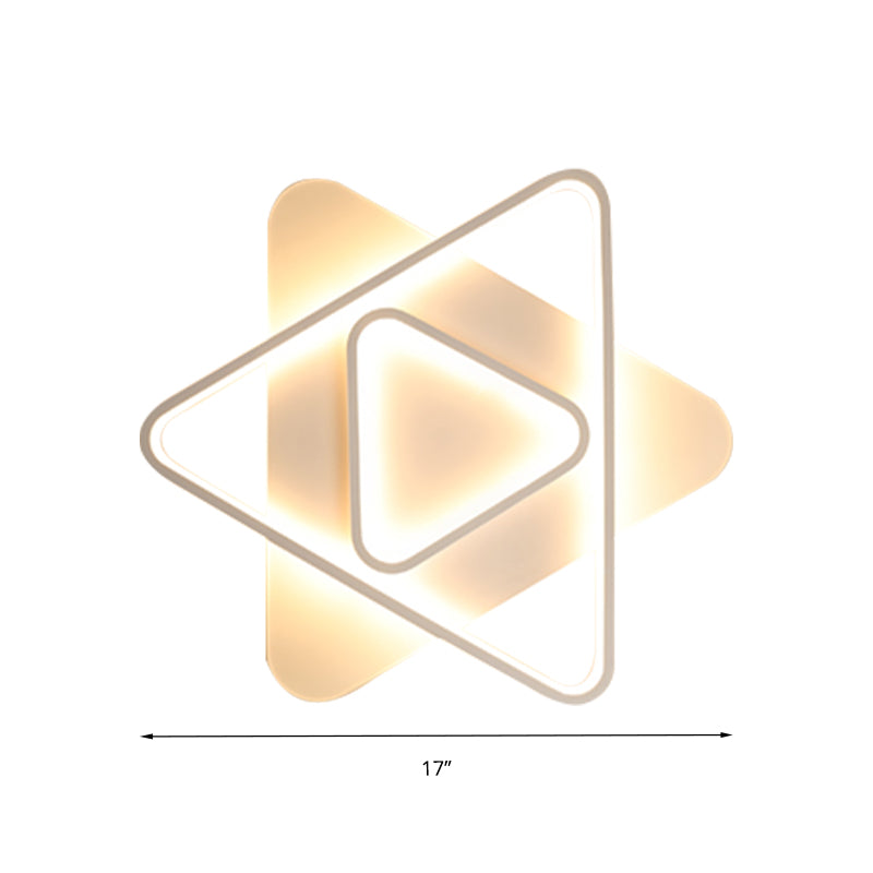 Modern White LED Triangle Flush Mount Ceiling Lamp - 17"/21"/25" Wide, Acrylic Fixture in White/Warm Light