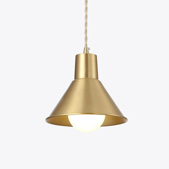 Modern Geometric Shade Ceiling Light - Metallic Gold Pendant Fixture For Dining Room / Cone