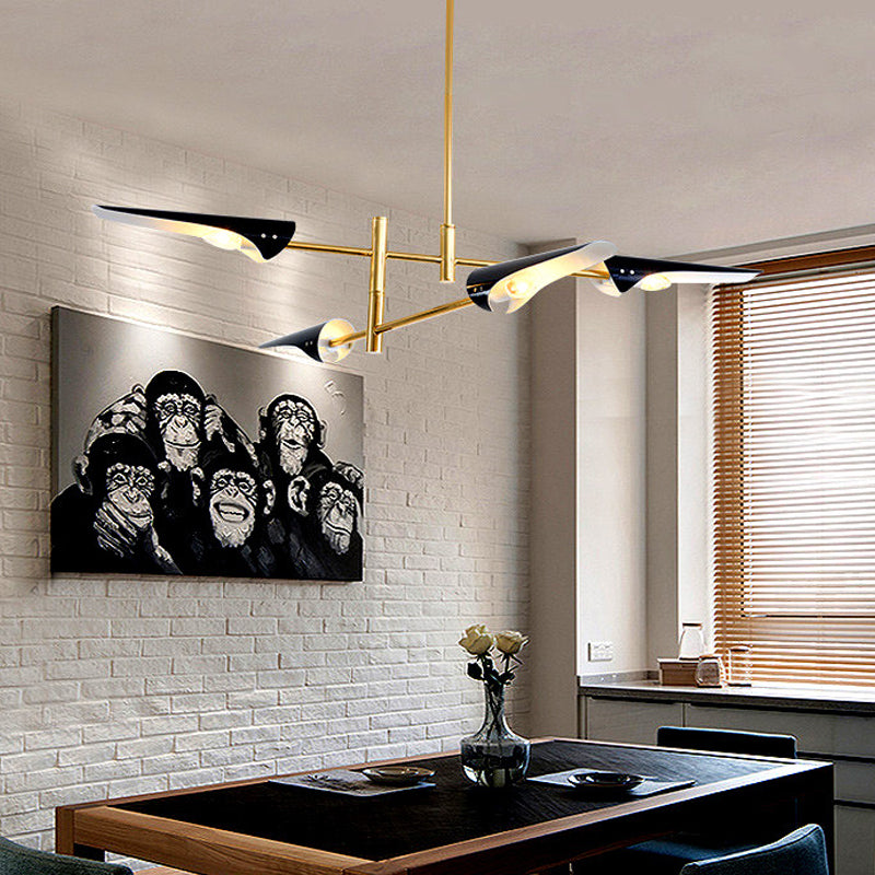 Post-Modern Metallic Burst Chandelier Light for Living Room