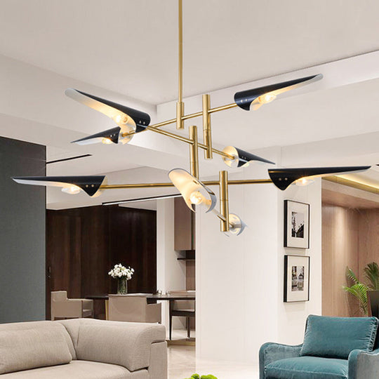 Post-Modern Metallic Burst Chandelier Light for Living Room