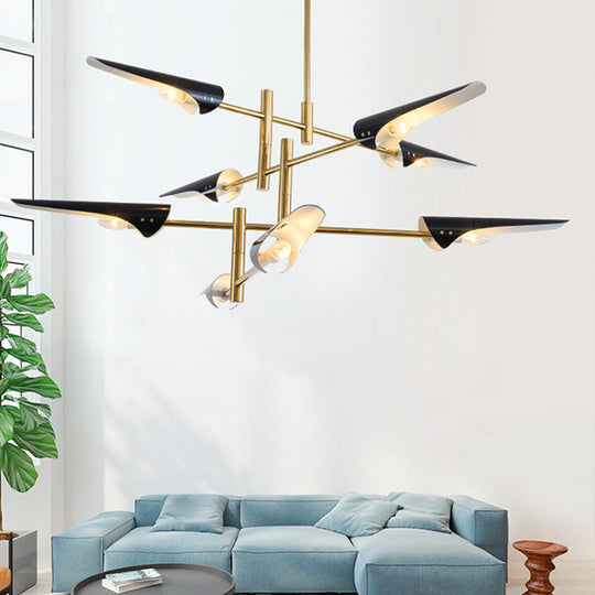 Post-Modern Metallic Burst Chandelier Light for Living Room