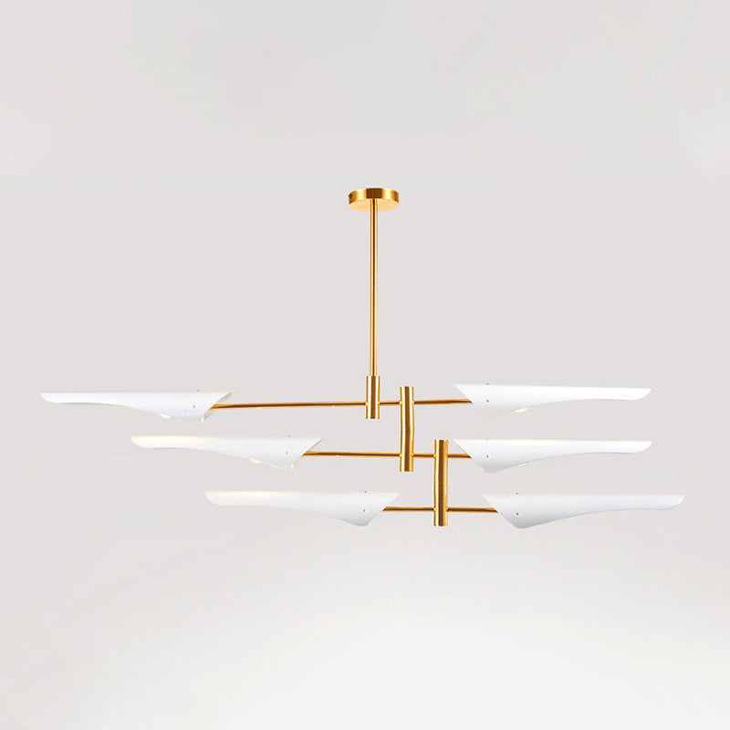 Post-Modern Metallic Burst Chandelier Light for Living Room