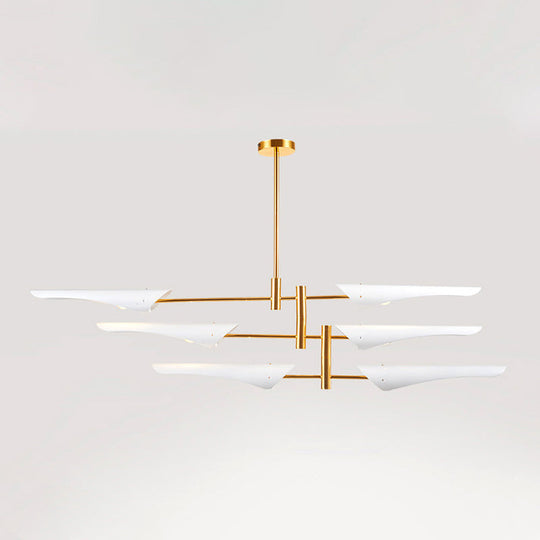 Post-Modern Metallic Burst Chandelier Light for Living Room