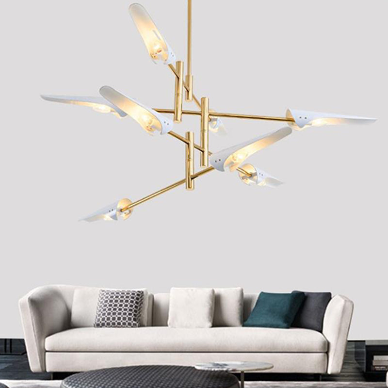 Post-Modern Metallic Burst Chandelier Light for Living Room