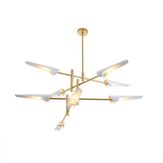 Post-Modern Metallic Burst Chandelier Light for Living Room