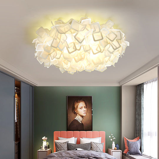 Contemporary LED Blossoming Flower Acrylic Flush Mount Ceiling Light Fixture in White/Black/Blue