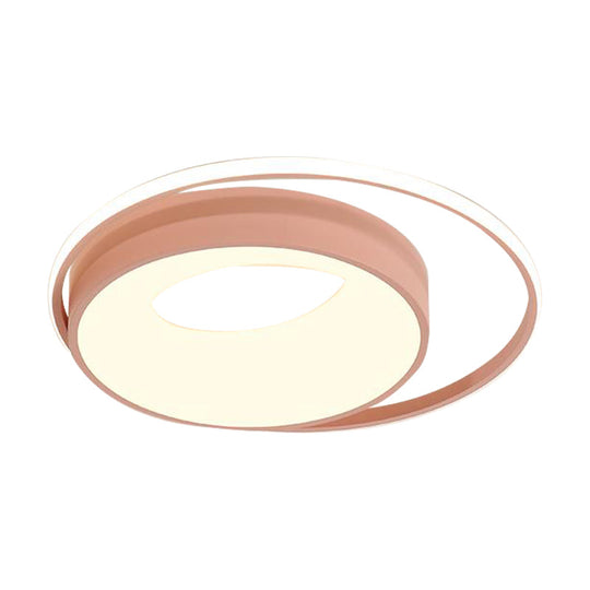 Modern LED Flush Mount Lighting in White/Pink/Blue - Round Acrylic Ceiling Lamp Fixture in Warm/White/Neutral Light, 16"/19.5" Wide