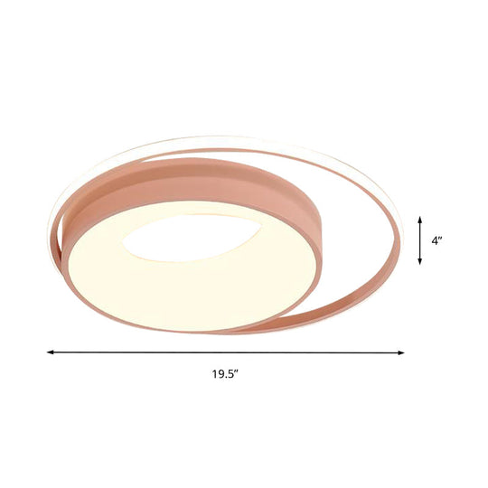 Modern LED Flush Mount Lighting in White/Pink/Blue - Round Acrylic Ceiling Lamp Fixture in Warm/White/Neutral Light, 16"/19.5" Wide