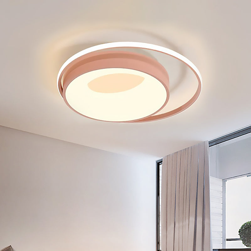 Modern LED Flush Mount Lighting in White/Pink/Blue - Round Acrylic Ceiling Lamp Fixture in Warm/White/Neutral Light, 16"/19.5" Wide