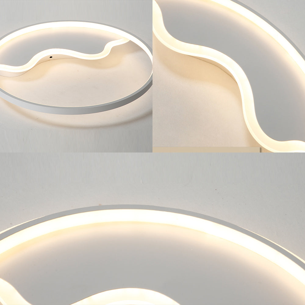 Contemporary Ring Flush Mount LED Lamp for Bedroom, 18"/21.5" - White/Pink/Blue with Warm/White Light