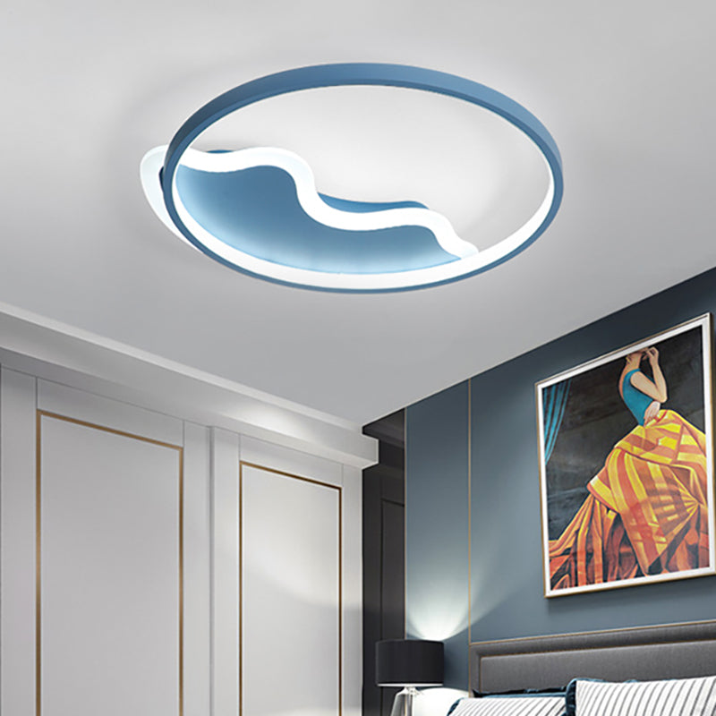 Contemporary Ring Flush Mount Led Lamp For Bedroom 18/21.5 - White/Pink/Blue With Warm/White Light