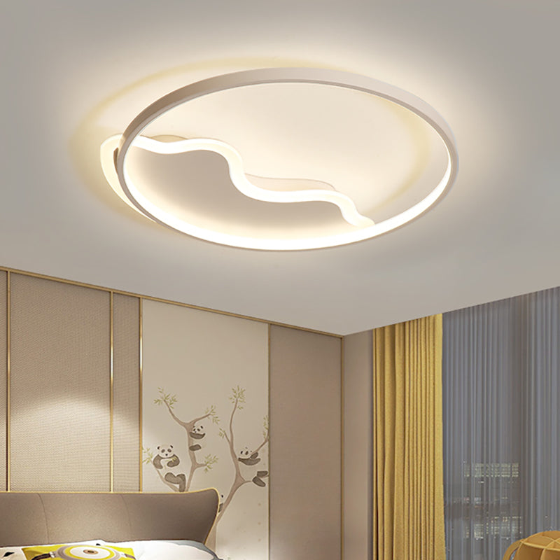 Contemporary Ring Flush Mount Led Lamp For Bedroom 18/21.5 - White/Pink/Blue With Warm/White Light