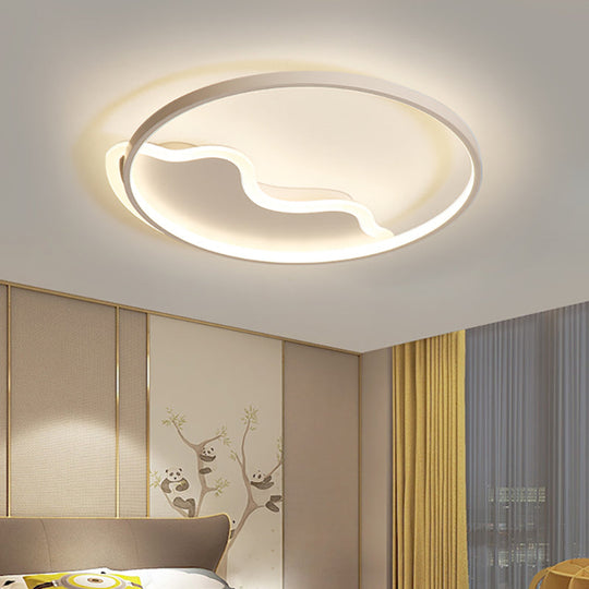 Contemporary Ring Flush Mount Led Lamp For Bedroom 18/21.5 - White/Pink/Blue With Warm/White Light