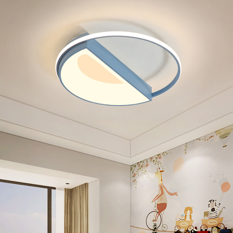 Contemporary Round Acrylic Flush Mount Lamp LED 18"/21.5" Wide White/Pink/Blue, for Bedroom in Warm/White Light