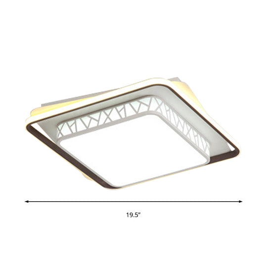 Modernist LED Flush Mount Lamp with White Acrylic Shade - Bedroom Lighting