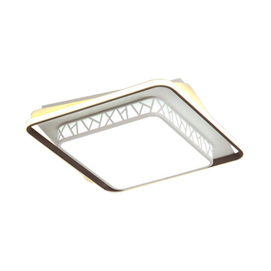 Modernist LED Flush Mount Lamp with White Acrylic Shade - Bedroom Lighting