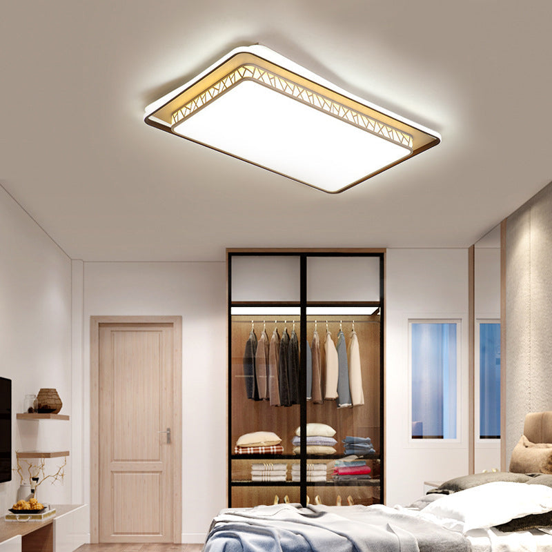 Modernist LED Flush Mount Lamp with White Acrylic Shade - Bedroom Lighting