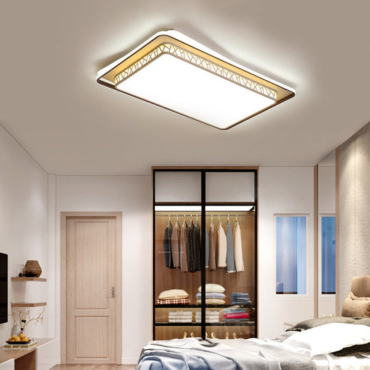 Modernist LED Flush Mount Lamp with White Acrylic Shade - Bedroom Lighting