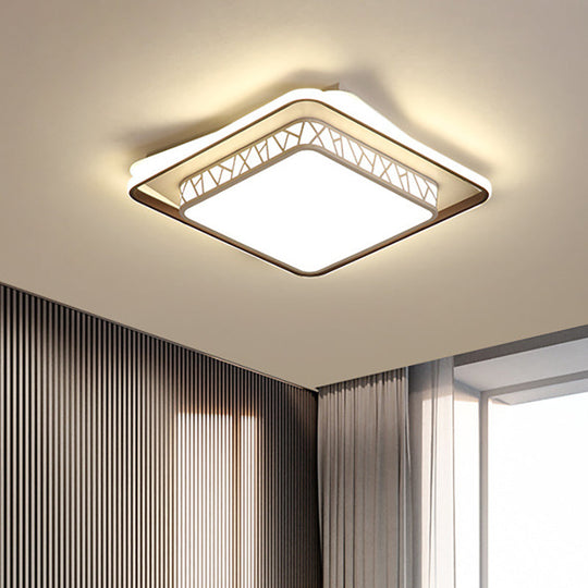 Modernist LED Flush Mount Lamp with White Acrylic Shade - Bedroom Lighting