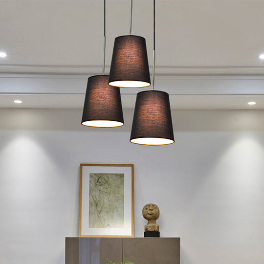 Modern Fabric Cylinder Pendant Light - Black/White/Flaxen 8/11 Wide