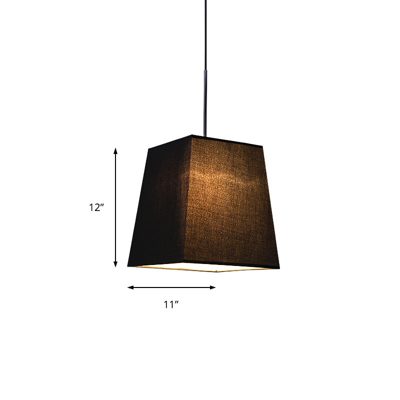 Modern Nordic Style Trapezoid Fabric Pendant Lamp - 1 Light, White/Black/Coffee - 8"/11" Wide