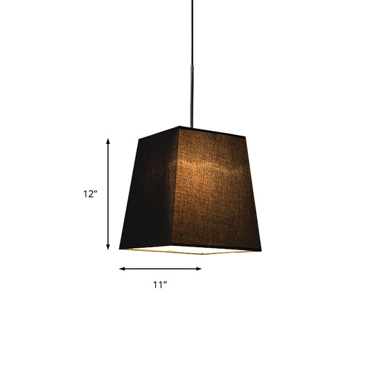 Modern Nordic Style Trapezoid Fabric Pendant Lamp - 1 Light, White/Black/Coffee - 8"/11" Wide