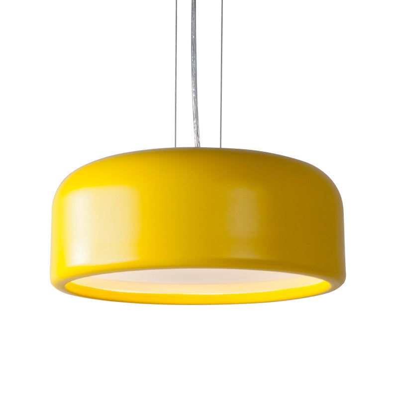 Modernist 1-Light Bedroom Pendant with Drum Metal Shade and Diffuser, 14"/19"/23.5" Wide - Pink/Blue/Green Hanging Light Kit