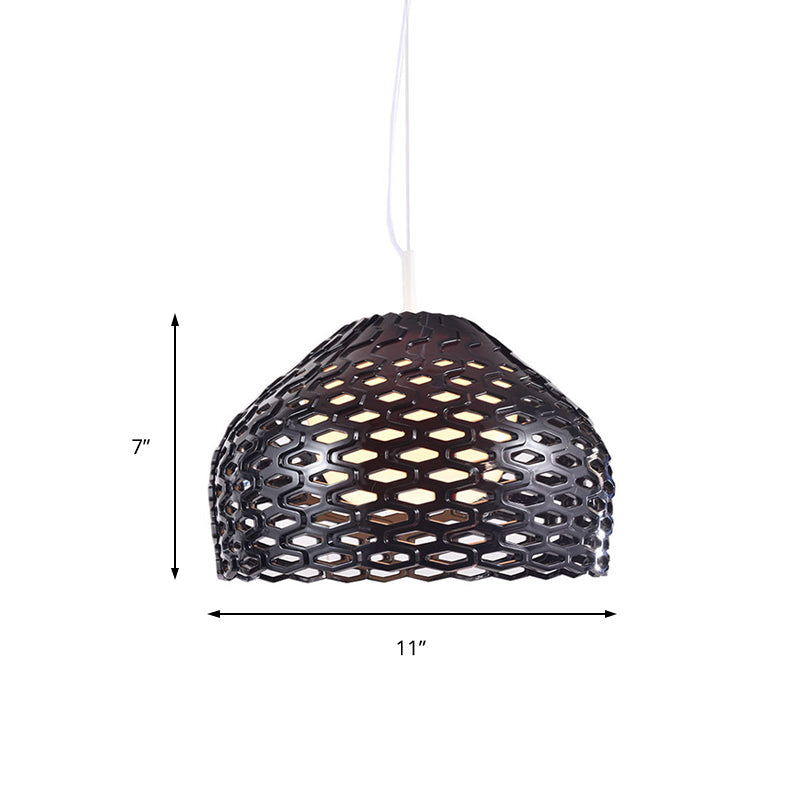 Contemporary Dome Pendant Light: Resin, 1-Light, White/Black Hanging Lamp for Dining Room
