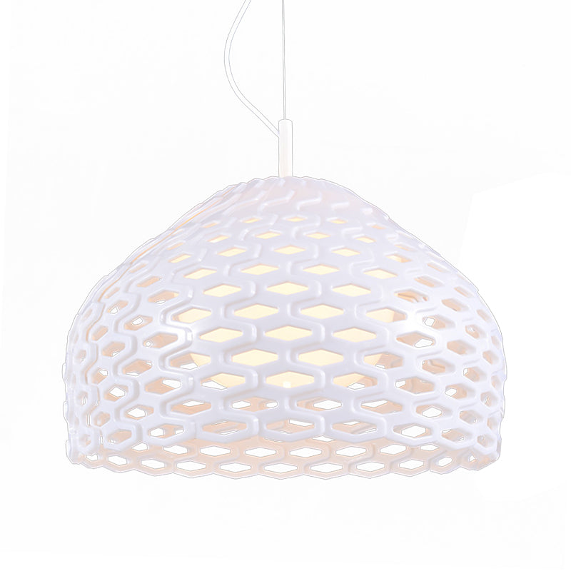 Contemporary Dome Pendant Light: Resin, 1-Light, White/Black Hanging Lamp for Dining Room