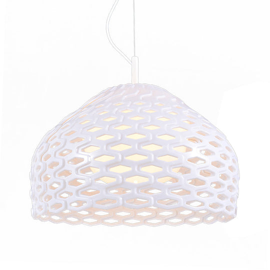 Contemporary Dome Pendant Light: Resin, 1-Light, White/Black Hanging Lamp for Dining Room