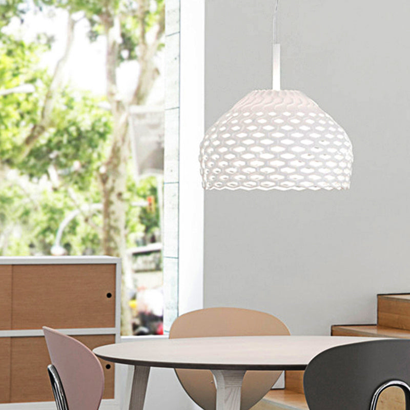 Dome Pendant Light: Contemporary Resin Hanging Lamp For Dining Room White/Black Fixture White
