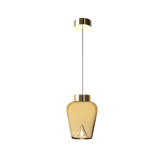 Nordic Style Dome Pendant Lighting: Tan/Clear/Smoky Glass, 1-Light Hanging Ceiling Lamp in Warm Light
