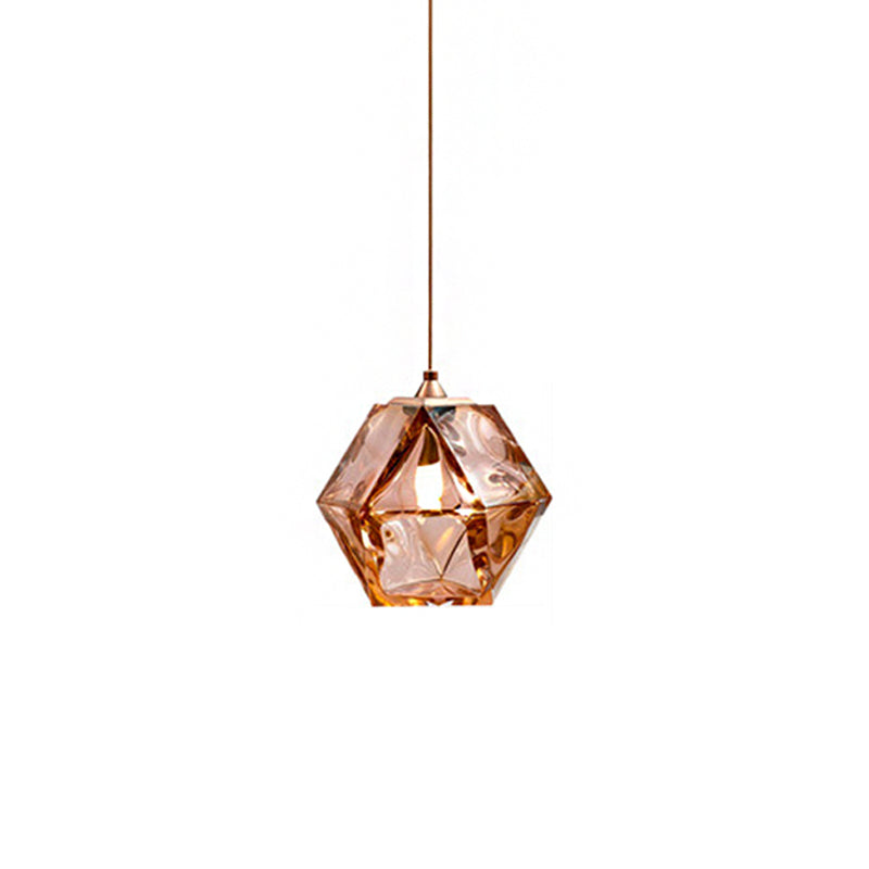 Textured Diamond Suspension Pendant Lamp - White/Amber/Smoke Glass - Modern LED Hanging Light for Dining Room