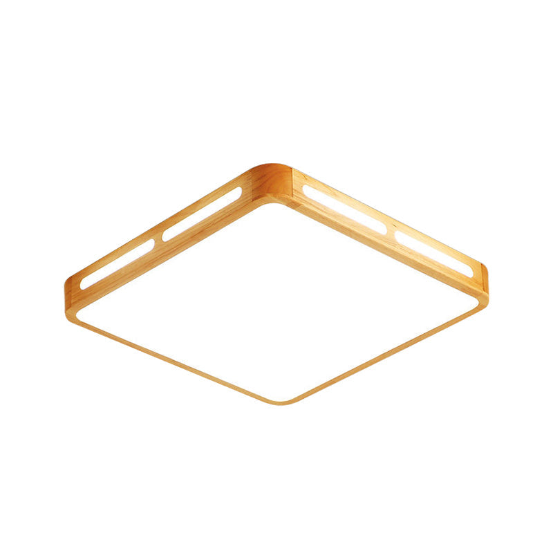 Plafonnier LED moderne en bois beige pour chambre à coucher - Lampe encastrée rectangulaire, 12"/18"/21"/25,5" de large