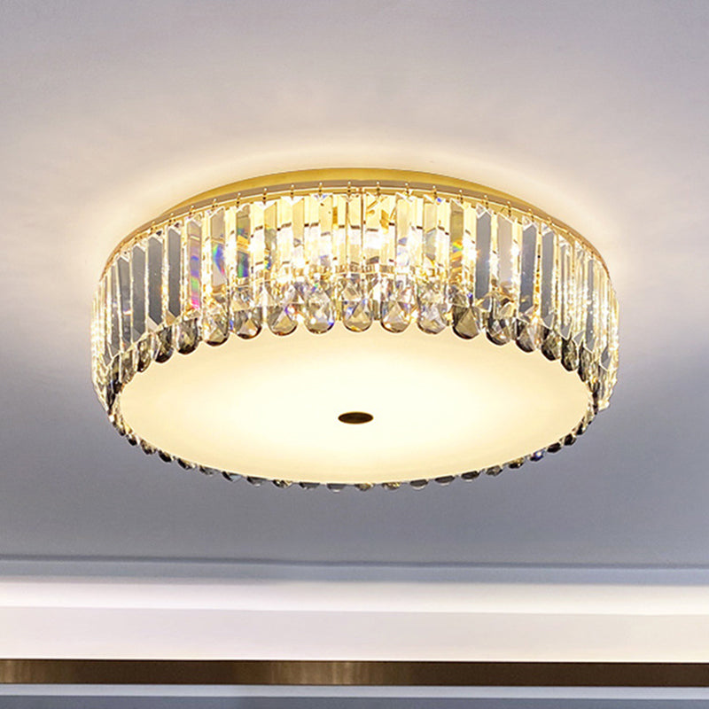 Artistic Gold K9 Crystal LED Flush Ceiling Light for Living Room