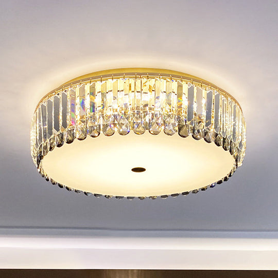 Artistic Gold K9 Crystal Led Flush Ceiling Light For Living Room