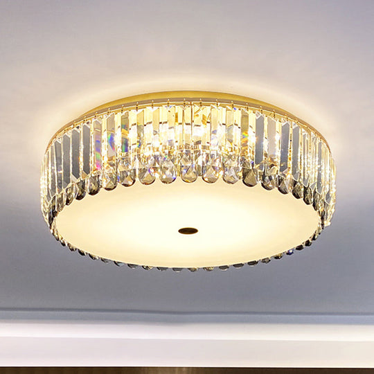 Artistic Gold K9 Crystal LED Flush Ceiling Light for Living Room