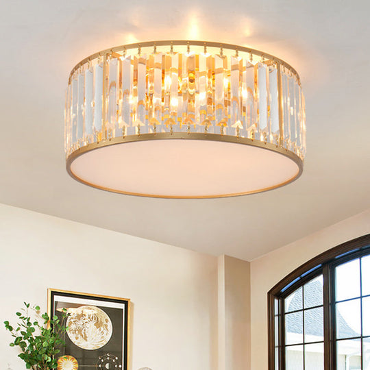 Modern Crystal Round Flush Mount Ceiling Light for Living Rooms