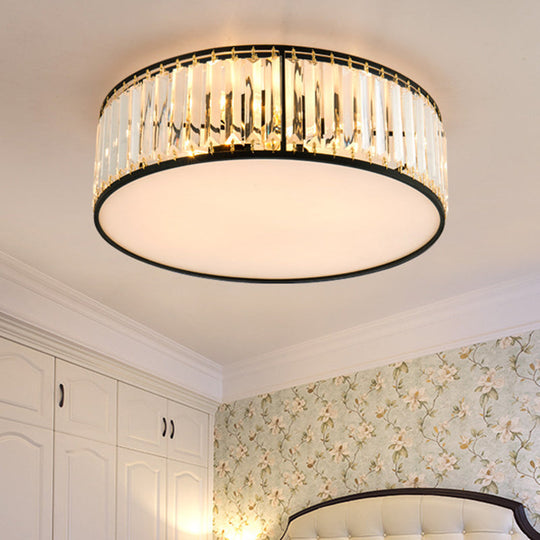 Modern Crystal Round Flush Mount Ceiling Light for Living Rooms