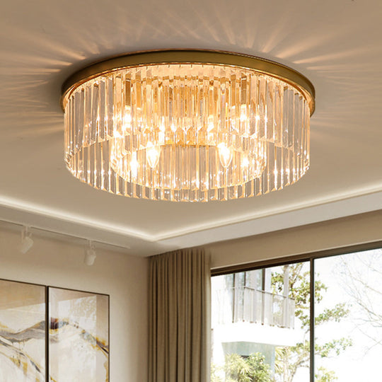 Modern Prismatic Crystal Flush Mount Ceiling Light for Living Room