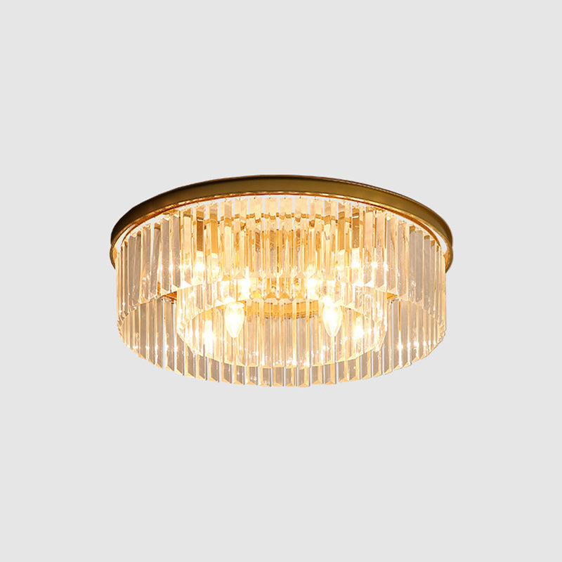 Modern Prismatic Crystal Flush Mount Ceiling Light for Living Room